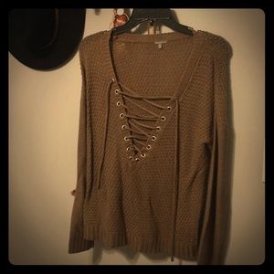 Lace up sweater
